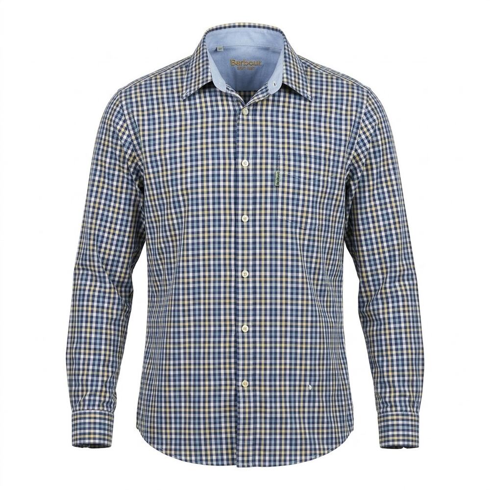 Barbour Blue Yellow Plaid Long Sleeve Button-Up Shirt Men Size XL